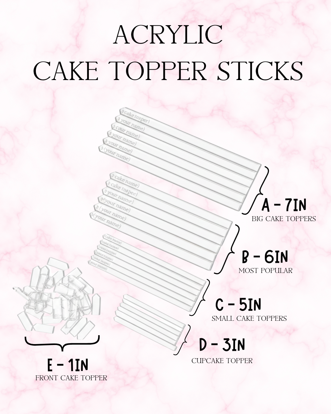 Custom Acrylic Cake Topper Sticks