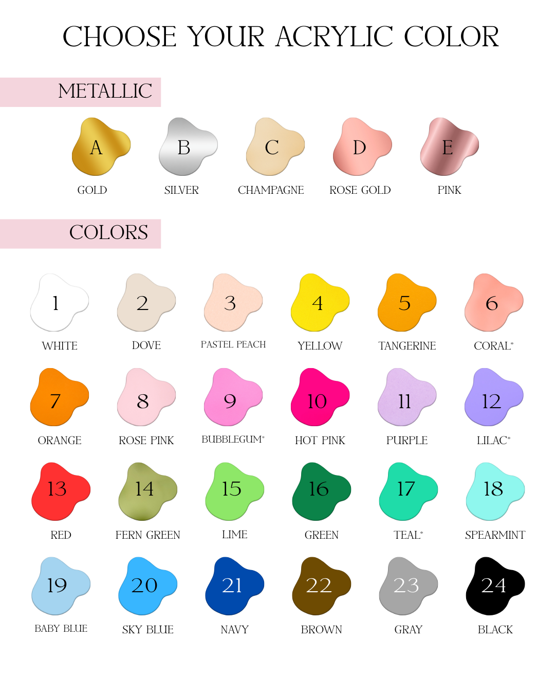 Metallic acrylic charms (Just Cut)