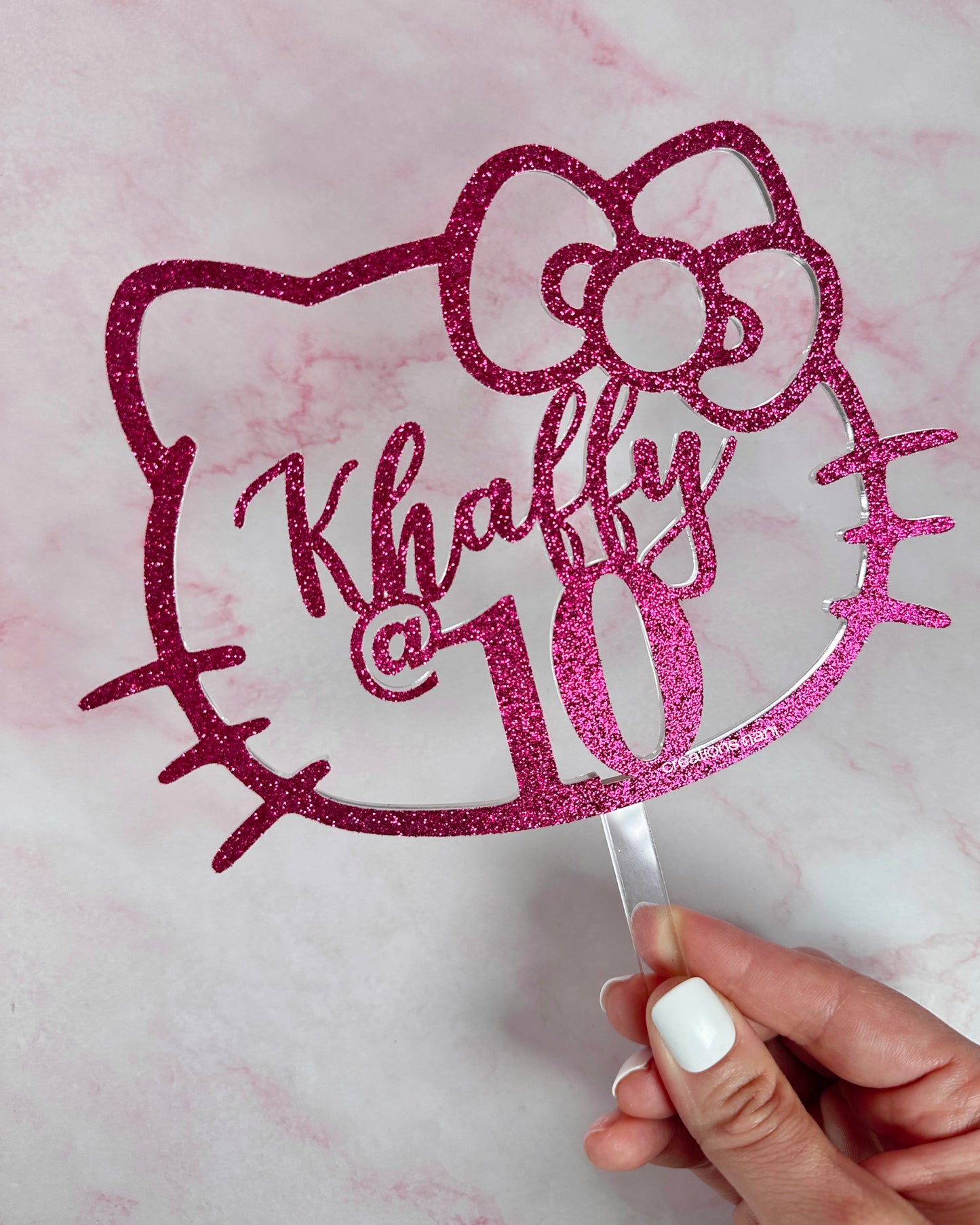 Top Acrylic Cake Topper - Hello Kitty (with glitter)