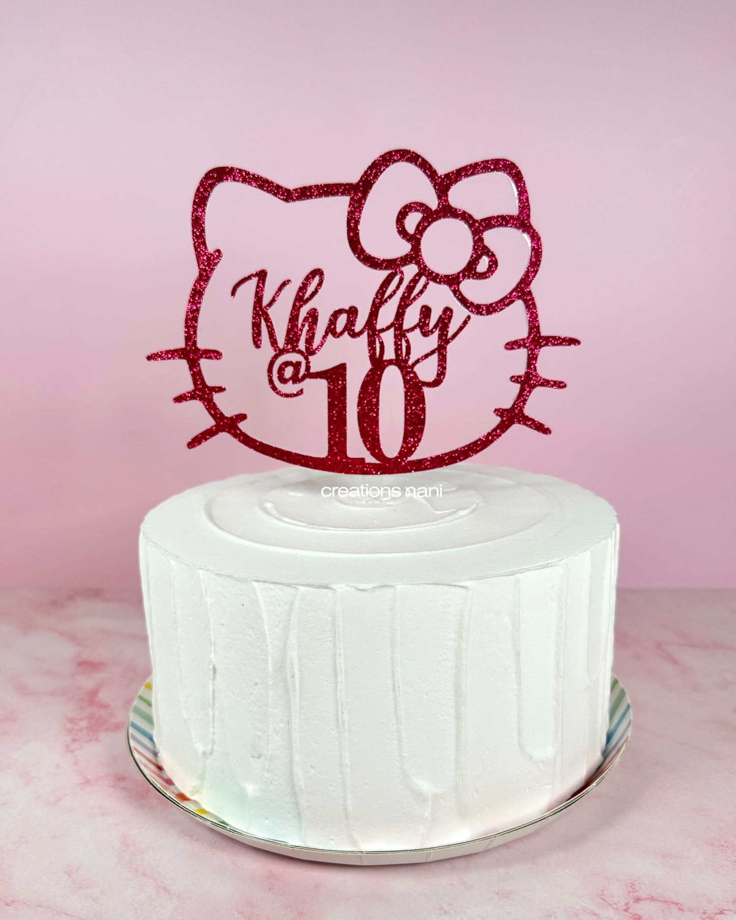 Top Acrylic Cake Topper - Hello Kitty (with glitter)