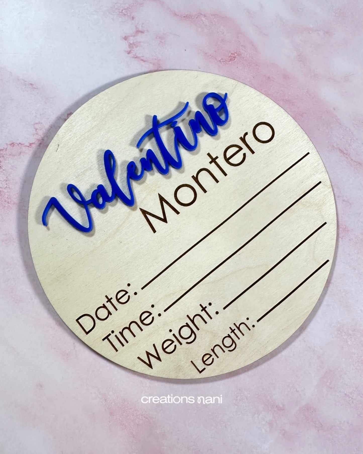 Wood Name Announcement Signs (Circle)